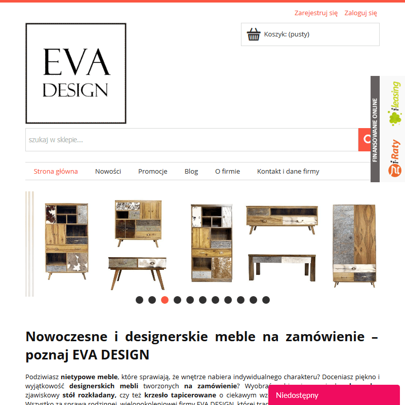 Sklep internetowy z nowoczesnymi meblami